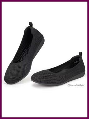 Women's Knit Ballet Flats Slip-On Comfortable Work Shoes